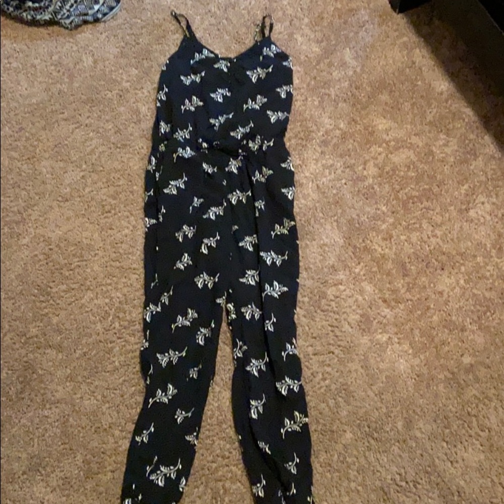Black and white floral jumpsuit